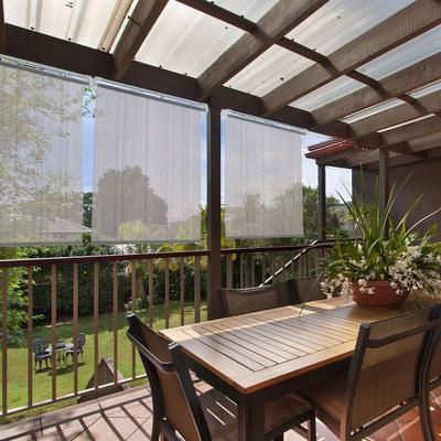 Wide Width Exterior Cordless Push-Up HDPE Roller Shade by Whole Space Industries in Stone (Size 30" W 66" L)
