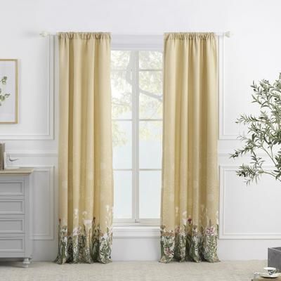 Dandelion Taupe Curtain Panel Pair by Barefoot Bungalow in Taupe