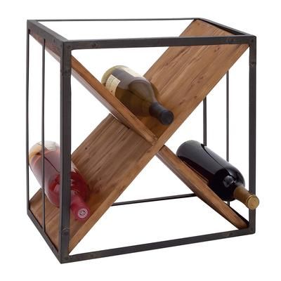 Juniper + Ivory 16 In. x 15 In. Contemporary Wine Holder Rack Black Wood - Juniper + Ivory 63343