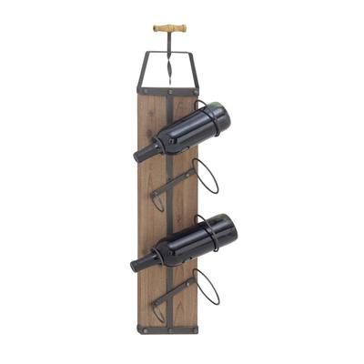 Juniper + Ivory 32 In. x 8 In. Industrial Wine Holder Rack Brown Wood - Juniper + Ivory 22630