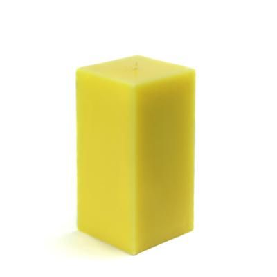 3 X 6 Inch Yellow Square Pillar Candle- Jeco Wholesale CPZ-142