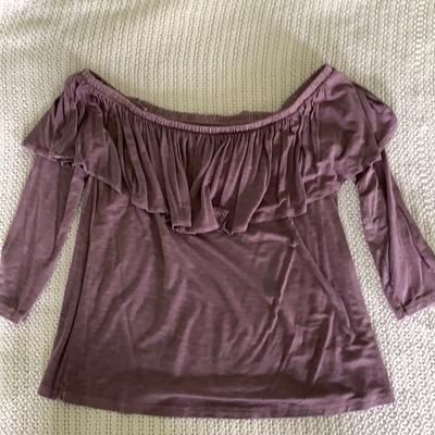 American Eagle Outfitters Tops | Ae Purple Off The Shoulder 3/4 Sleeve Top | Color: Purple | Size: S