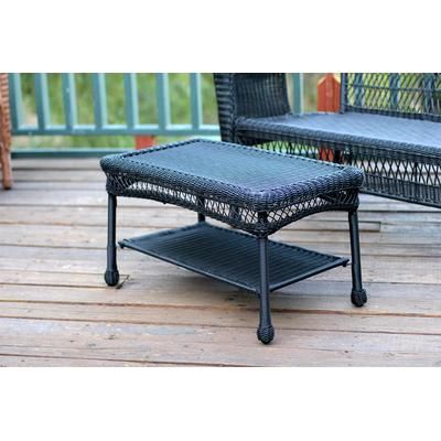 Black Wicker Patio Furniture Coffee Table- Jeco Wholesale W00207-T