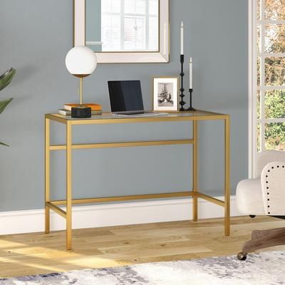 Sivil Brass Finish Writing Desk - Hudson & Canal OF0878