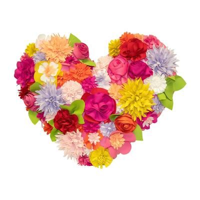 Indoor & Outdoor Floral Heart Shaped Dimensional Decorative Pillow by Levinsohn Textiles in Fuschia