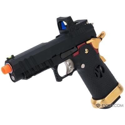 AW Custom HX26 Match King Compact Hi-CAPA Gas Blowback Airsoft Pistols Black/Red/Gold AW-HX2601