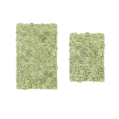 Bell Flower 2-Pc. Bath Rug Collection by Home Weavers Inc in Green