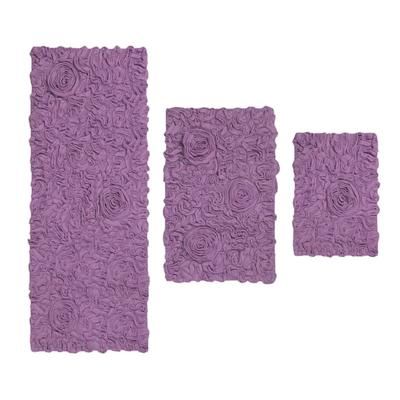 Bell Flower 3 Piece Bath Rug Collection by Home Weavers Inc in Purple