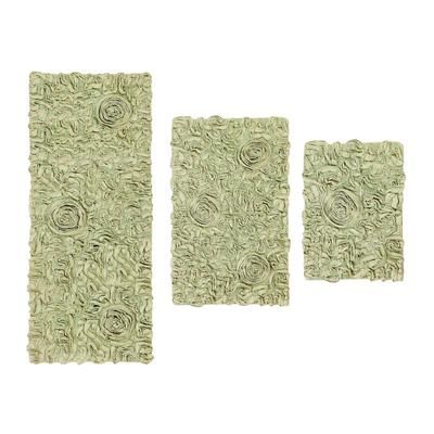 Bell Flower 3 Piece Bath Rug Collection by Home Weavers Inc in Green