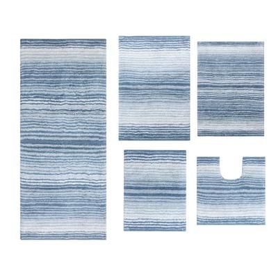 Gradiation 5 Piece Set Bath Rug Collection by Home Weavers Inc in Blue