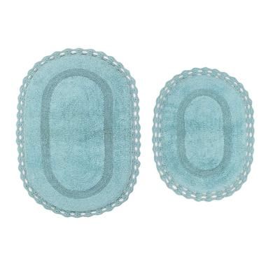 Hampton Crochet 2 Piece Bath Rug Collection by Home Weavers Inc in Aqua