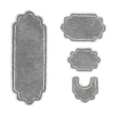 Allure 4 Piece Set Bath Rug Collection by Home Weavers Inc in Grey