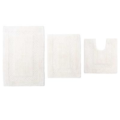 Classy Bathmat 3 Piece Bath Rug Collection by Home Weavers Inc in Ivory