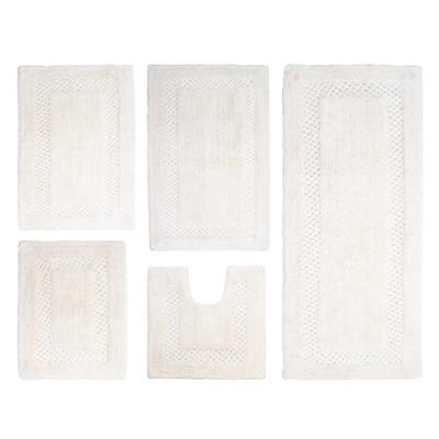 Classy Bathmat 5 Piece Bath Rug Collection by Home Weavers Inc in Ivory