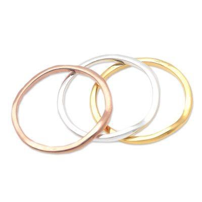 Life is Easy,'Gold and Silver-Plated Stacking Rings (Set of 3)'