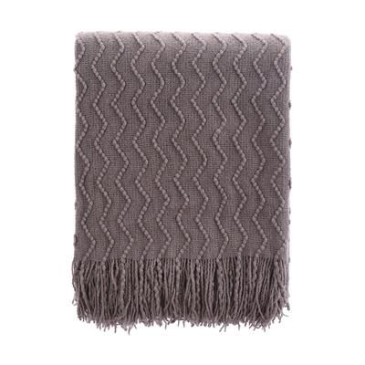 Battilo Home Lightweight Throw Blanket Textured Solid Soft Sofa Couch Cover Decorative Knitted Blank by Battilo Home in Grey (Size 50" X 60")