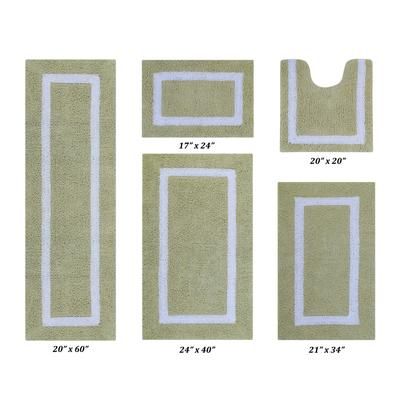 Hotel Collections Bath Mat Rug 5 Piece Set (17" X 24" | 20" X 20" | 21" X 34" | 24" X 40" | 20" X 60 by Better Trends in Sage White