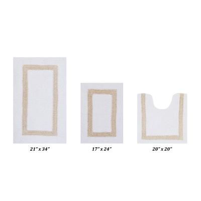 Hotel Collectionis Bath Mat Rug 3 Piece Set (17" x 24" | 20" x 20" | 21" x 34") by Better Trends in White Sand