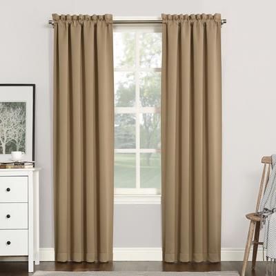 Wide Width Sun Zero Blackout Greenwich Rod-Pocket Panel by BrylaneHome in Taupe (Size 40" W 95" L)