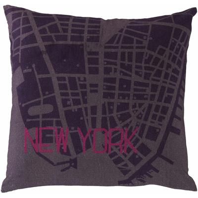 Corinne 18" Square Cottage Cotton Navy/Dark Blue/Magenta Throw Pillow - Boutique Rugs