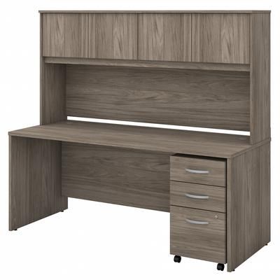 Bush Business Furniture Studio C 72W x 30D Office Desk with Hutch and Mobile File Cabinet in Modern Hickory - Bush Business Furniture STC011MHSU