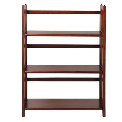 3-Shelf Folding Stackable Bookcase 27.5" Wide-Walnut by Casual Home in Walnut