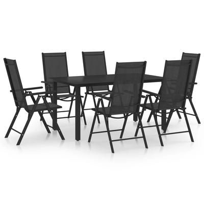 vidaXL Set Mobili da Pranzo da Giardino 7 pz in Alluminio Nero