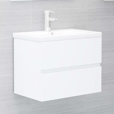 vidaXL Mobile Bagno con Lavabo Integrato Bianco in Truciolato