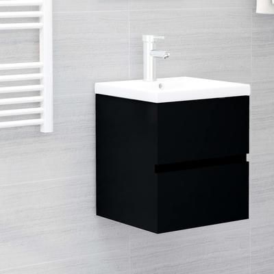 vidaXL Mobile Bagno con Lavabo Integrato Nero in Legno Multistrato