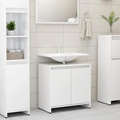 vidaXL Armadio da Bagno Bianco Lucido 60x33x61 cm in Truciolato