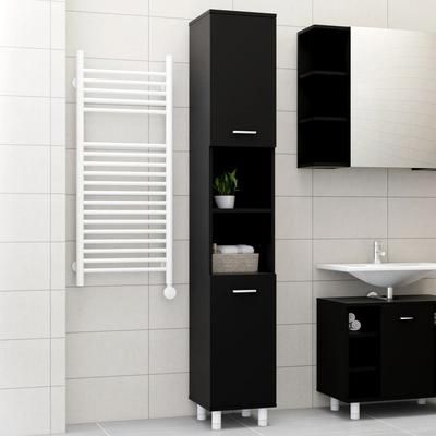 vidaXL Armadio da Bagno Nero 30x30x179 cm in Truciolato