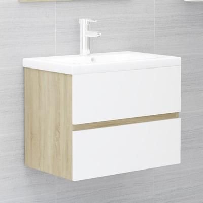 vidaXL Mobile Sottolavabo Bianco e Rovere 60x38,5x45 cm in Truciolato