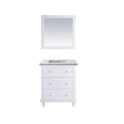 Luna - 30 - White Cabinet With Matte White VIVA Stone Solid Surface Countertop - Laviva 313DVN-30W-MW