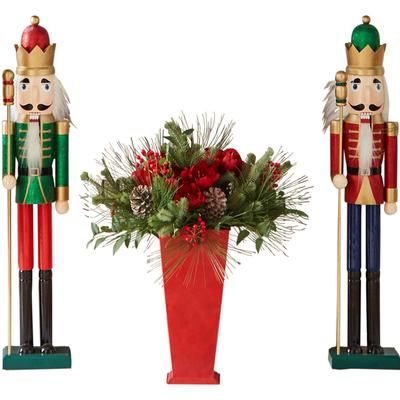 36" Wood Nutcracker by BrylaneHome in Red Christmas Decoration