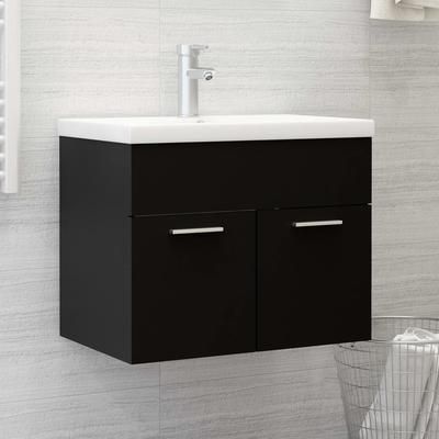 vidaXL Mobile Bagno con Lavabo Integrato Nero in Truciolato