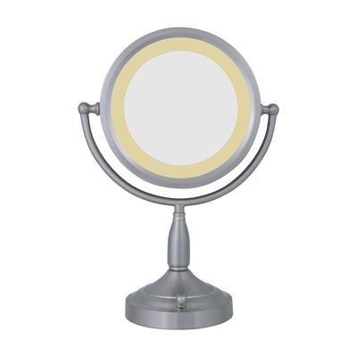 Round Dual-Sided Lighted Vanity Mirror 8X/1X by Zadro Products Inc. in Nickel