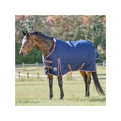 SmartPak Deluxe Turnout Blanket with Earth Friendly Fabric - 75 - Medium (220g) - Navy w/ Merlot & Silver Trim & Silver Piping - Smartpak