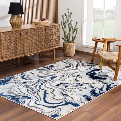 Glendon 8'10" x 12' Updated Traditional Pale Blue/Charcoal/Ivory/Blue/Ink Blue/Slate/Teal/Slate Blue Area Rug - Hauteloom
