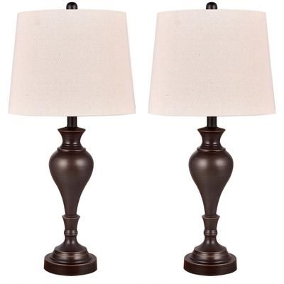 Oil Rubbed Bronze Metal 27" Table Lamp, Set 2 by Fangio Lighting in Bronze