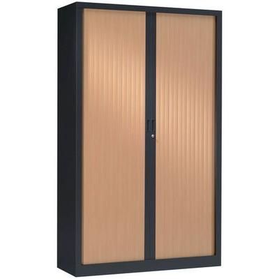 Armoire Haute 120x198 Cm Corps Anthracite 7016 Rideaux Erable - Vinco