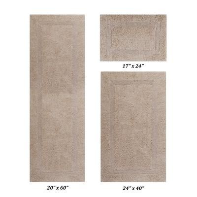 Lux Collectionis Bath Mat Rug 3 Piece Set (20" x 20" | 21" x 34" | 20" x 60") by Better Trends in Sand