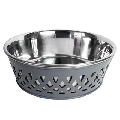 Stainless Steel Country Farmhouse Dog Bowl Gray 16 oz by JoJo Modern Pets in Gray