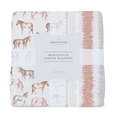 Wild Horses and Western Stripe Cotton Muslin Throw Blanket - Newcastle Classics 1022