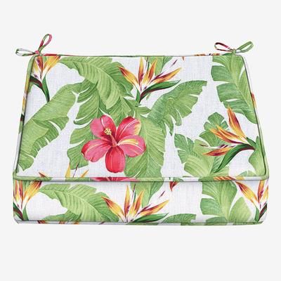 BH Outdoor Performance Single Deep Seat Cushion by BrylaneHome in Hibiscus Outdoor Patio Chair Padding