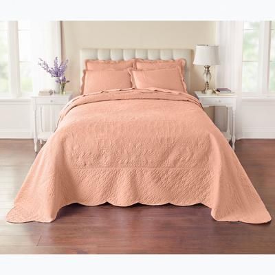 Lily Damask Bedspread by BrylaneHome in Light Coral (Size FULL)