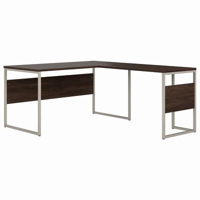 Bush Business Furniture Hybrid 60W x 30D L Shaped Table Desk with Metal Legs in Black Walnut - Bush Business Furniture HYB027BW