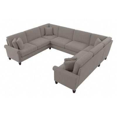 Bush Furniture Coventry 125W U Shaped Sectional Couch in Beige Herringbone - Bush Furniture CVY123BBGH-03K