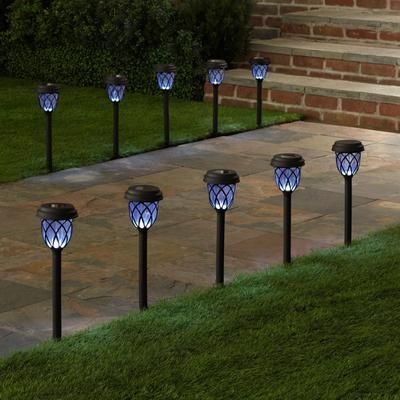 Solar Pathway Lights, Set of 10 by BrylaneHome in Black