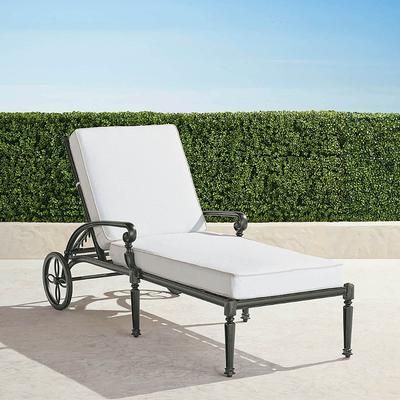 Carlisle Chaise Lounge with Cushions in Slate Aluminum - Standard, Resort Stripe Leaf - Frontgate