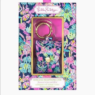 Lilly Pulitzer Headphones | Nwt Lilly Pulitzer Wireless Airpod Case Featured In Seen And Herd Pattern | Color: Gold/Red | Size: 2 1/4"W X 1 1/4"D X 2 1/2"H.